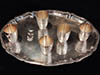 rare set of five small silver Victory Cups and tray with unit emblem of Luftwaffe Nachtjager Hptm. Baer. Hauptmann
